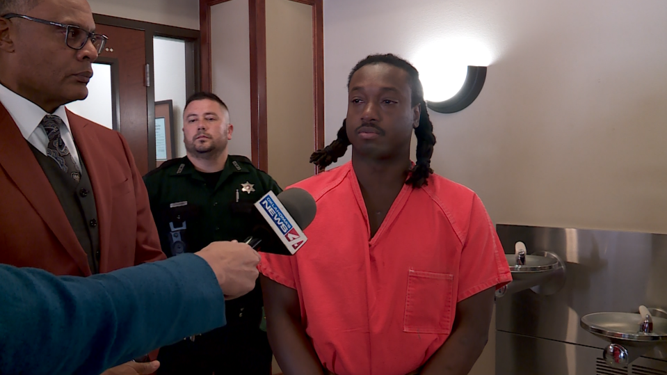 Admitted murderer Kahlil Square speaks to reporters after being sentenced to life in prison for the fatal shooting of a pastor.