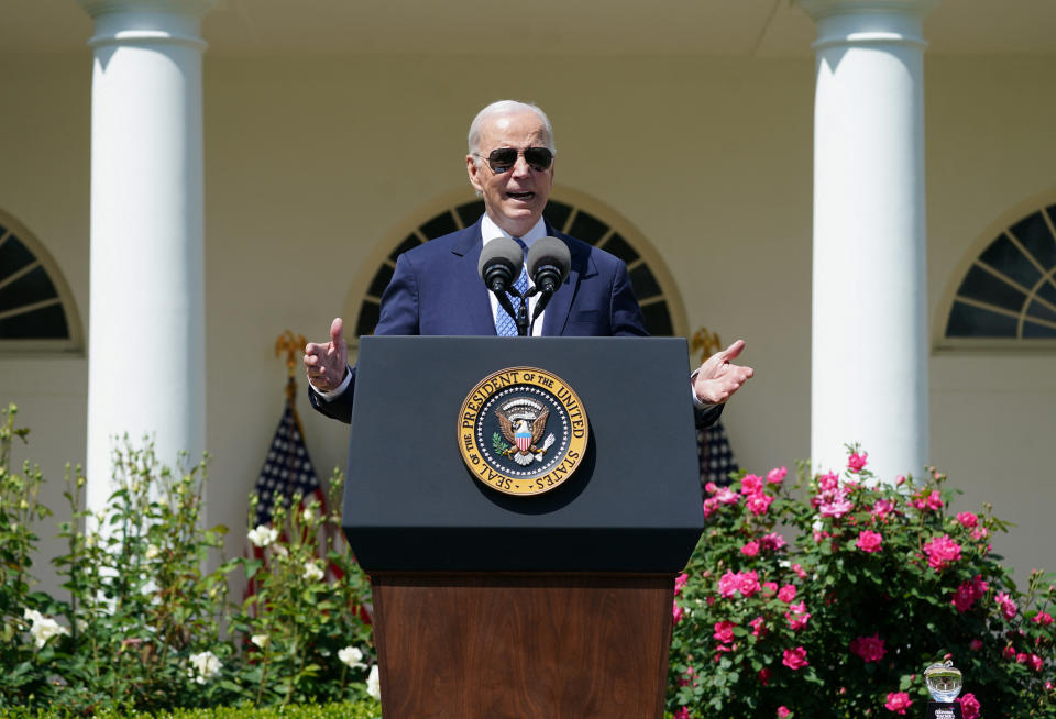 U.S. President Joe Biden hosts the 2023 Teacher of the Year event at the White House in Washington, U.S., April 24, 2023. REUTERS/Kevin Lamarque