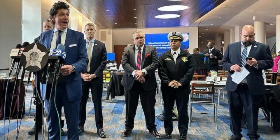 PHOTO: Deputy Special Agent in Charge of the Secret Service Chicago Field office Derek Mayer speaks to media at Solider Field in Chicago on April 4, 2024.  (U.S. Secret Service)