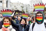 Participants take part in the Equality March, organized by the LGBT+ community in Kyiv