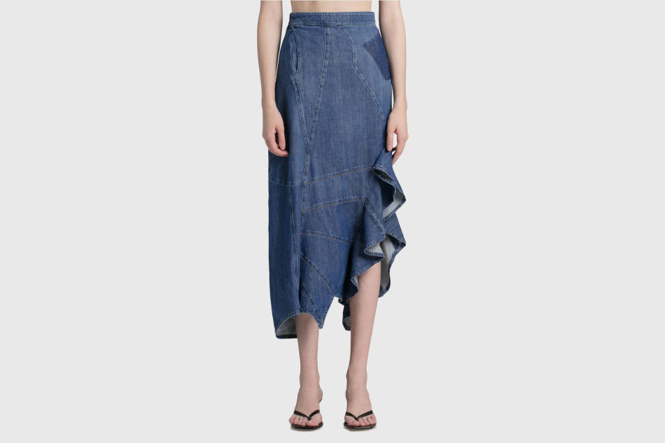 Denim Skirts Long Low-Rise Maxi Fashion Trend Y2k Bella Gigi Hadid Outfits Where to buy