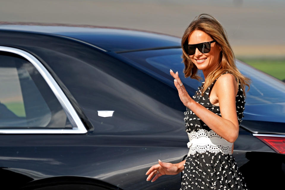 Feb 16, 2020; Daytona Beach, Florida, USA; First Lady Melania Trump before the Daytona 500 at Daytona International Speedway. (Photo by John David Mercer-USA TODAY Sports/USA Today Network/Imagn/Sipa USA)