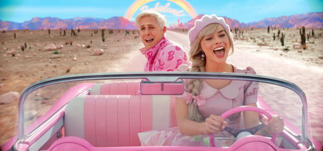 <p>Warner Bros. Pictures</p> Ryan Gosling and Margot Robbie in 'Barbie' during one of Stevie Nicks' favorite scenes.