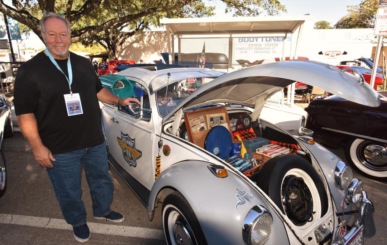 Elgin resident Matthew Callahan fondly refers to his 1967 Volkswagen Beetle as “David,” which he showed at Bastrop’s 15th annual Heroes & Hotrods Veterans Weekend Car Show.
