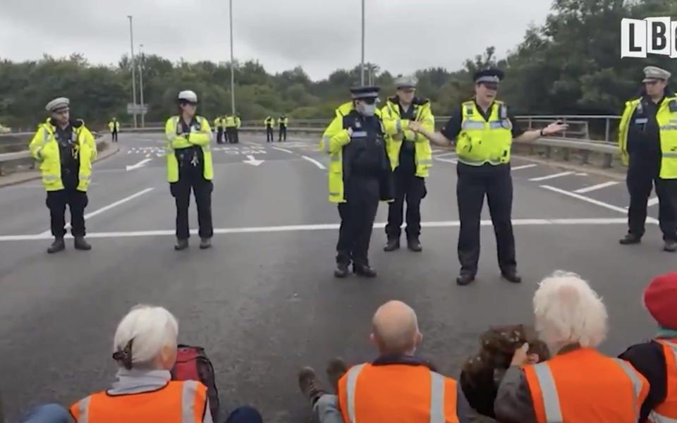 Let's talk about it: officers chat with the motorway protesters