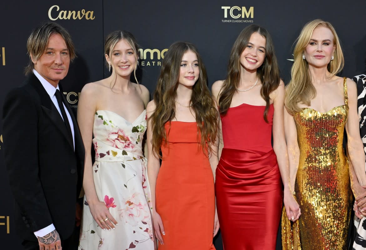 Keith Urban, Sunday Rose Kidman-Urban, Faith Margaret Kidman-Urban, Sybella Hawley and Nicole Kidman attend the 49th AFI Life Achievement Award Gala Tribute Celebrating Nicole Kidman at Dolby Theatre on April 27, 2024, in Hollywood, Calif.<p>Axelle/Bauer-Griffin/FilmMagic via Getty Images</p>