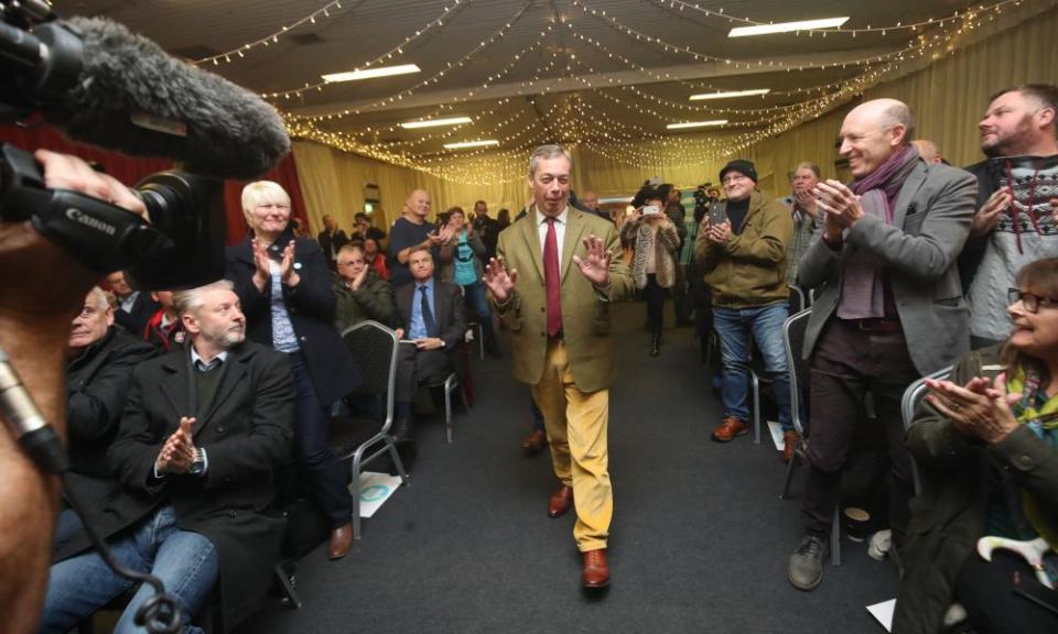 Nigel Farage at a Brexit party rally in Hull, UK