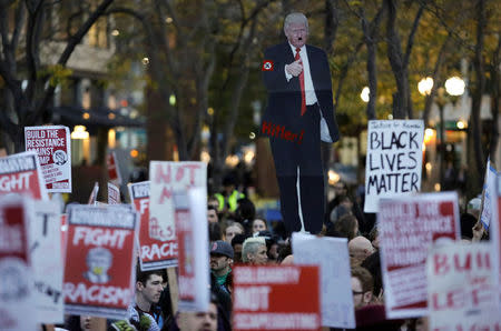 People gather in protest in Seattle. REUTERS/Jason Redmond