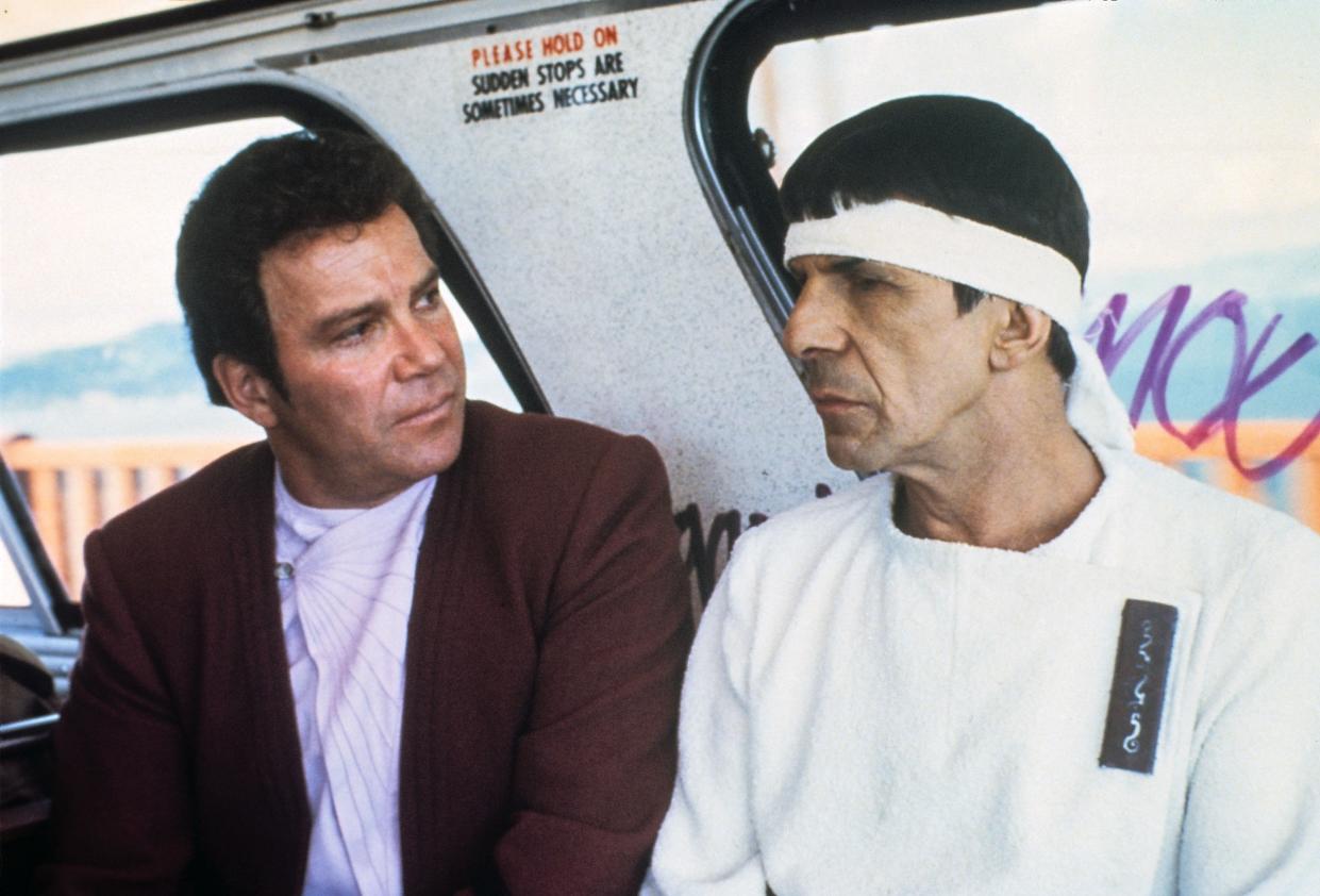 Shatner and Leonard Nimoy in Star Trek IV: The Voyage Home, which celebrates its 35th anniversary this year. (Photo: Paramount/Courtesy Everett Collection)