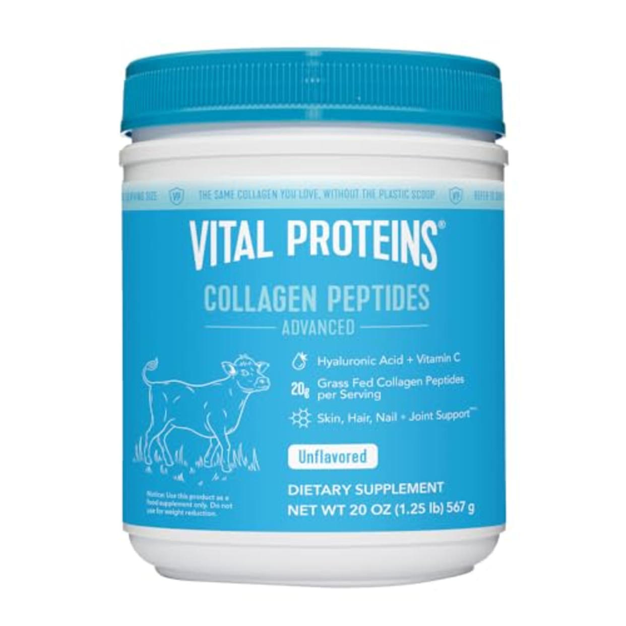 Vital Proteins Collagen Peptides Powder with Hyaluronic Acid and Vitamin C, Unflavored, 20 oz (AMAZON)