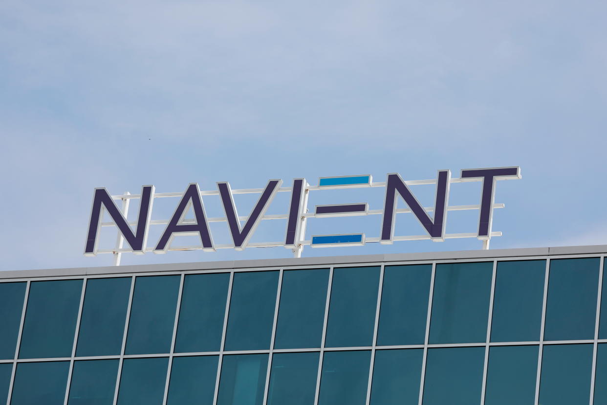 Signage is seen on the offices of Navient in Wilmington, Delaware, U.S., June 9, 2021. REUTERS/Andrew Kelly