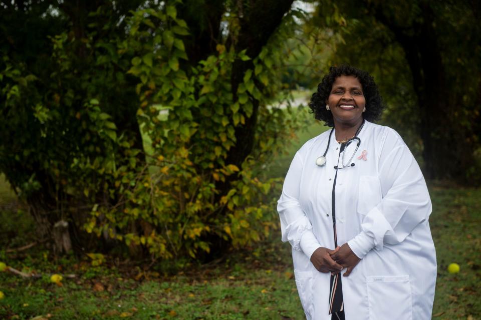 Nurse Linda Gilchrist poses for a portrait in Montgomery, Ala., on Sunday, Oct. 11, 2020.