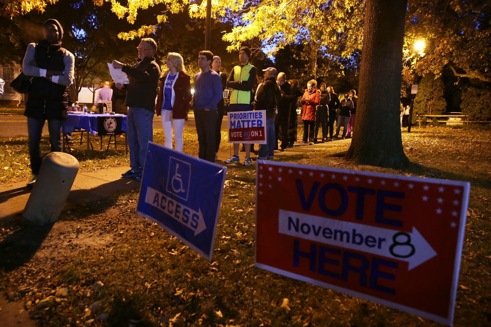 Voters wait to cast their ballots last Nov. 8 in Alexandria, Va. (Photo: Alex Wong/Getty Images)