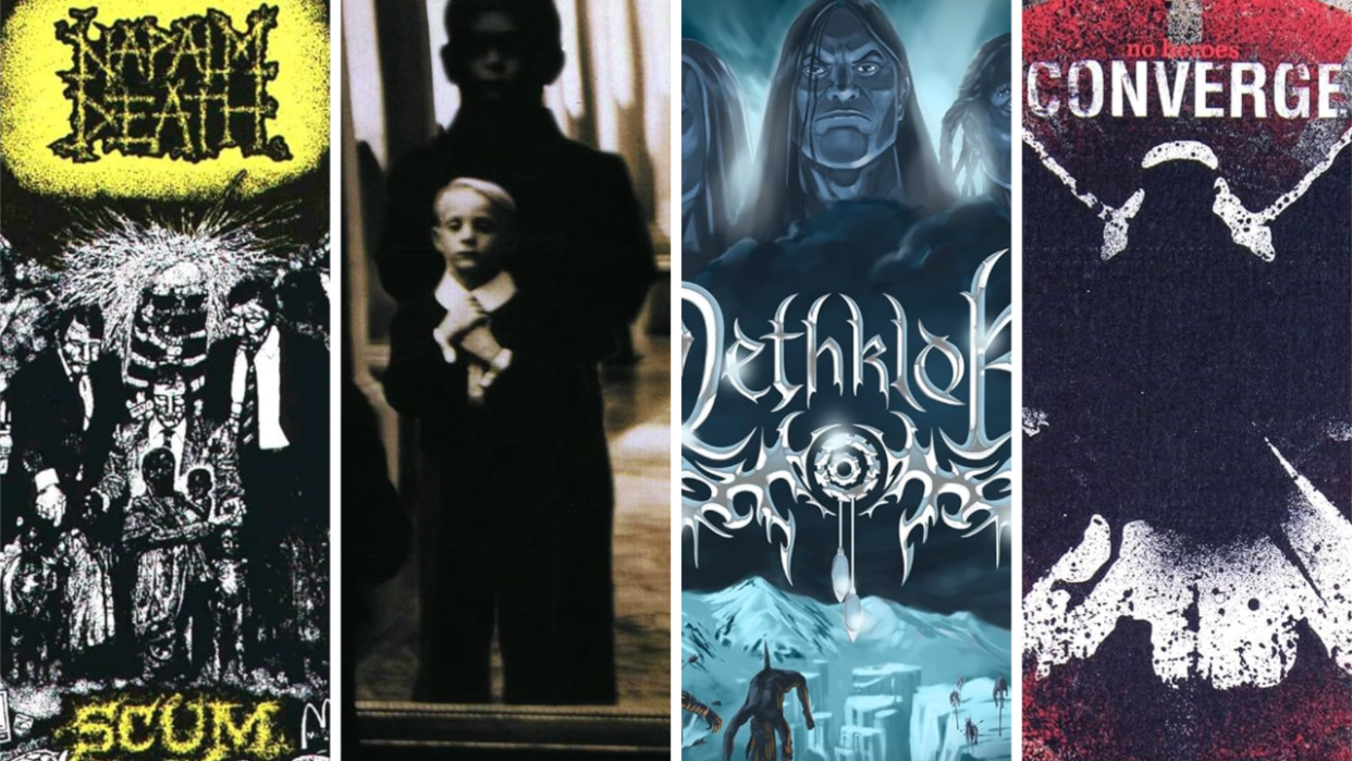  Album art by Napalm Death, Korn, Dethklok and Converge. 