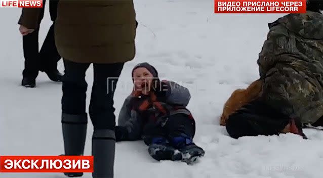 The young boy was heard screaming for help and was left crying in the snow after. Photo: Life News