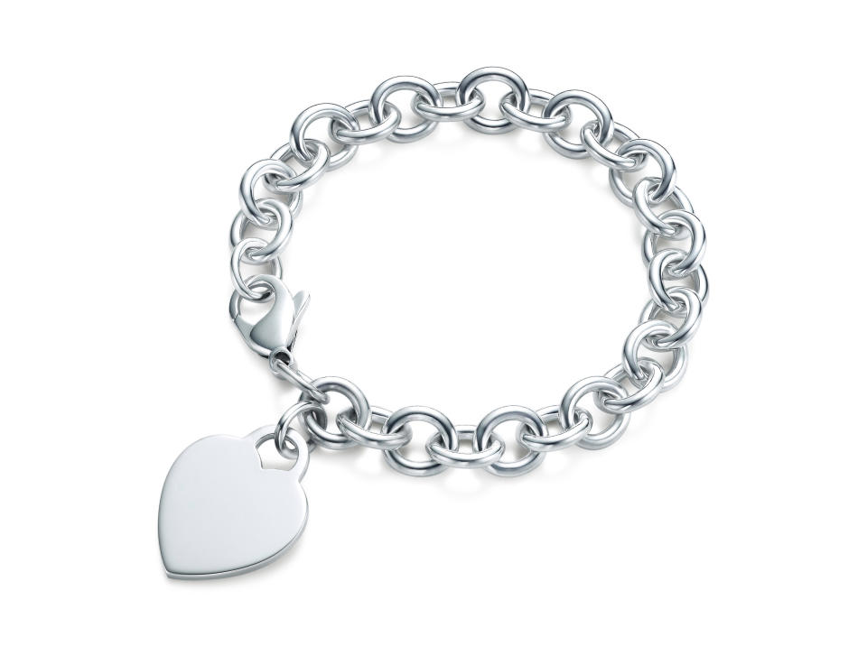 This image released by Tiffany's shows a heart tag bracelet in sterling silver. (AP Photo/Tiffany's)