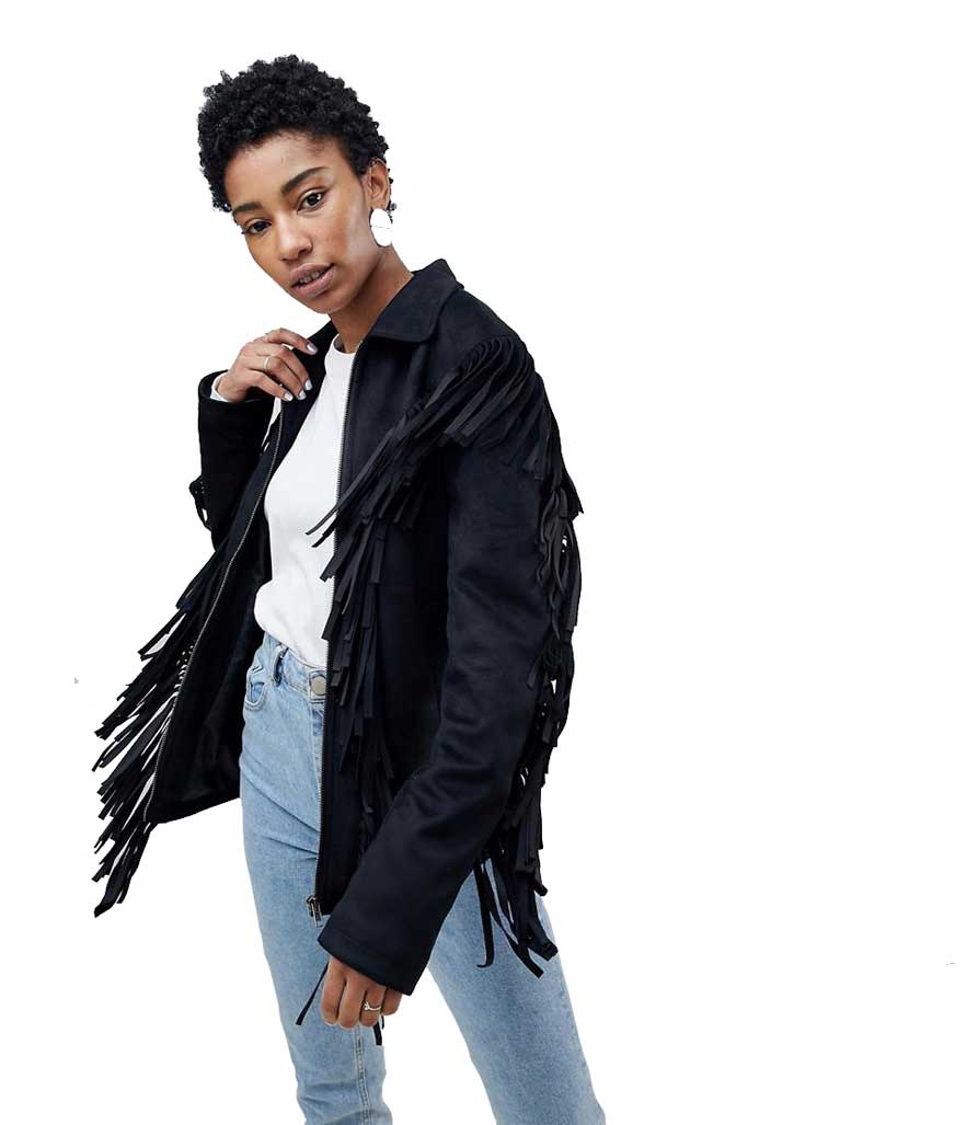 <p>Style your fringe jacket with a classic pair of blue jeans and a white tee, like this Asos version.<br>Tall Fringe Suedette Jacket, $79, <a rel="noopener" href="https://fave.co/2QuRg4v" target="_blank" data-ylk="slk:asos.com;elm:context_link;itc:0;sec:content-canvas" class="link ">asos.com</a> </p>