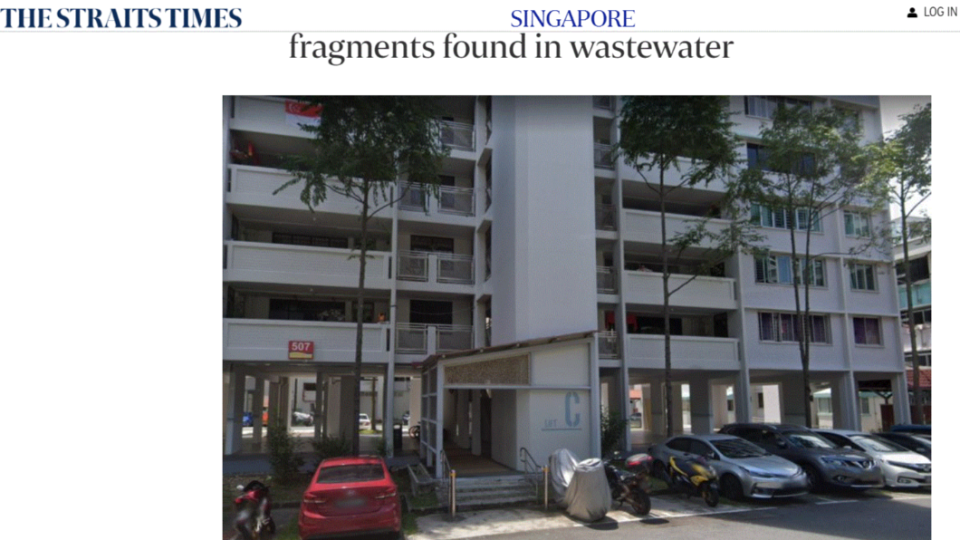 新加坡在汙水裡找到新冠病毒片段。（圖／翻攝自《海峽時報》）