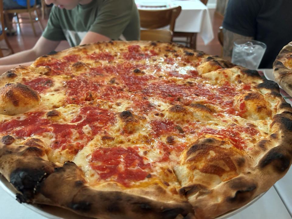 A large plain pizza from Manzano's in Waretown, which is one of 16 pizzerias competing in the upcoming Jersey Shore Pizza War.