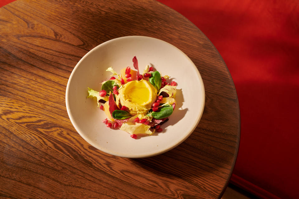 Heritage Beetroot with sunflower seed humus, bitter leaves and lemon dressing. (Coworth Park)