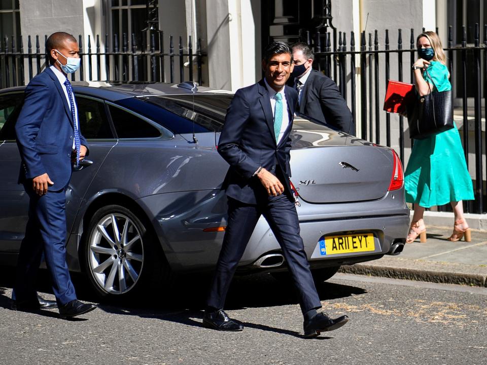 The chancellor in Downing Street on Wednesday (Reuters)