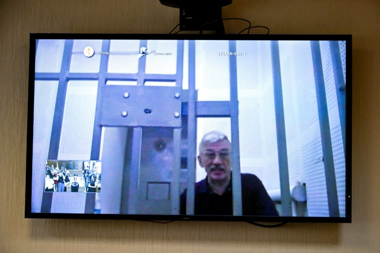 Speaking via video link from prison in the central city of Syzran, Orlov quoted a passage from a prosecutor at the Nuremberg trials against Nazi German war criminals to describe Russia's judicial system (Alexander NEMENOV)