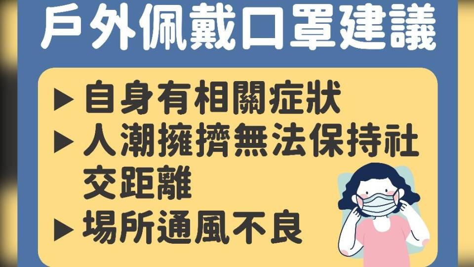 指揮中心公布室外口罩配戴3建議。（圖／指揮中心提供）