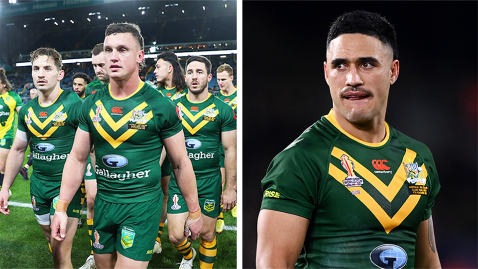 Valentine Holmes (pictured right) is expecting a hostile crowd in the Rugby League World Cup final after comparing Australia to the All Blacks. (Getty Images)