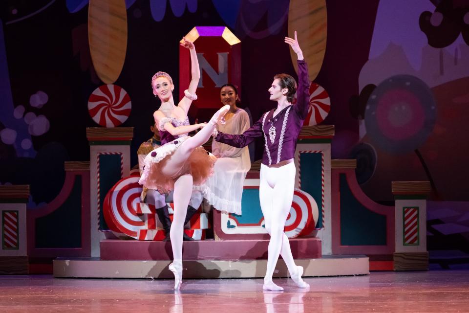 The Sugar Plum Fairy and her Cavalier (Kara Troester Blythe and Daniel Cooke) perform during Act II of Oklahoma City Ballet's 2022 production of "The Nutcracker."