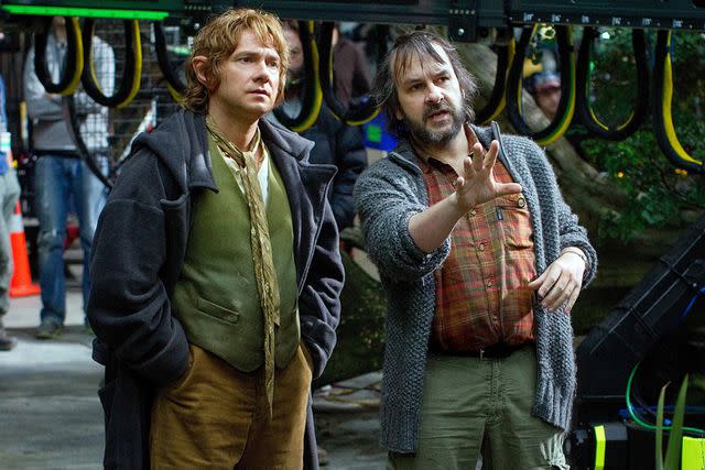 <p>Todd Eyre/Warner Bros. Pictures/Courtesy Everett Collection</p> Peter Jackson and Martin Freeman while filming 'The Hobbit'