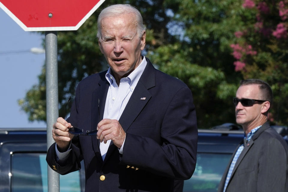 President Joe Biden leaves St. Edmund Roman Catholic Church in Rehoboth Beach, Del., after attending a Mass, Saturday, July 29, 2023. (AP Photo/Manuel Balce Ceneta)