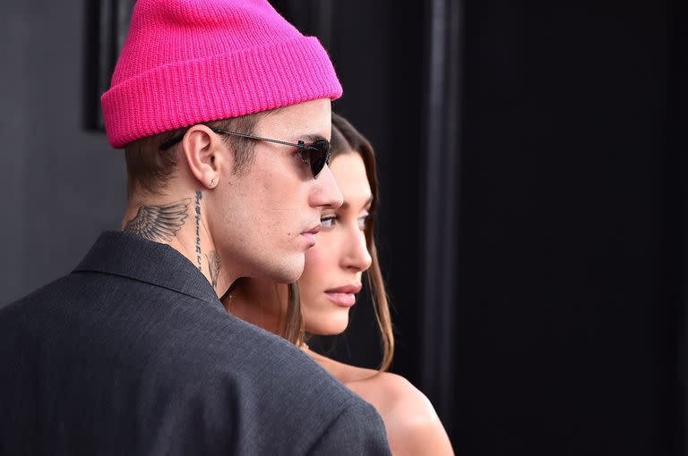 Justin Bieber y su esposa Hailey Baldwin, en la última entrega de los premios Grammy