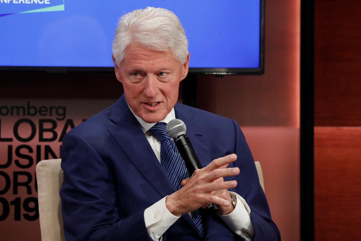 Former U.S. President Bill Clinton speaks during the Bloomberg Global Business Forum in New York City, New York, U.S., September 25, 2019. REUTERS/Shannon Stapleton