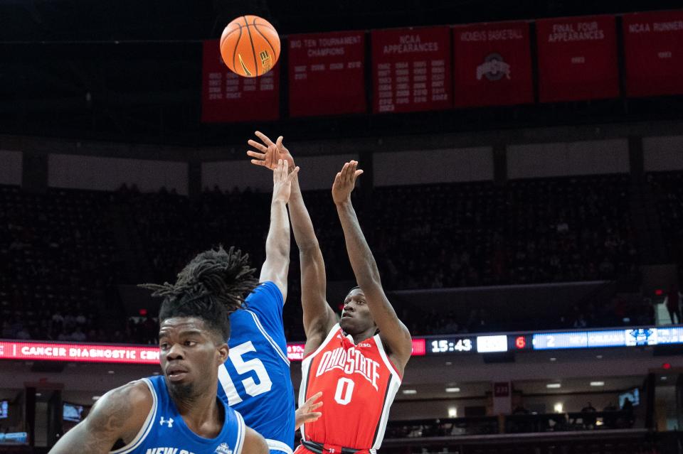 Ohio State guard Scotty Middleton makes a 3-pointer against New Orleans on Dec. 21.