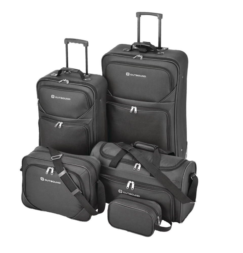 Outbound 5-Piece Softside Wheeled Travel Luggage Suitcase Set (photo via Canadian Tire)