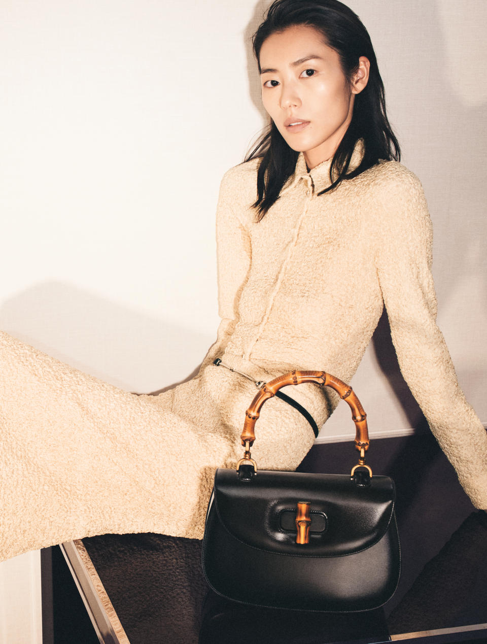 Liu Wen starring in the Gucci Bamboo 1947 campaign.