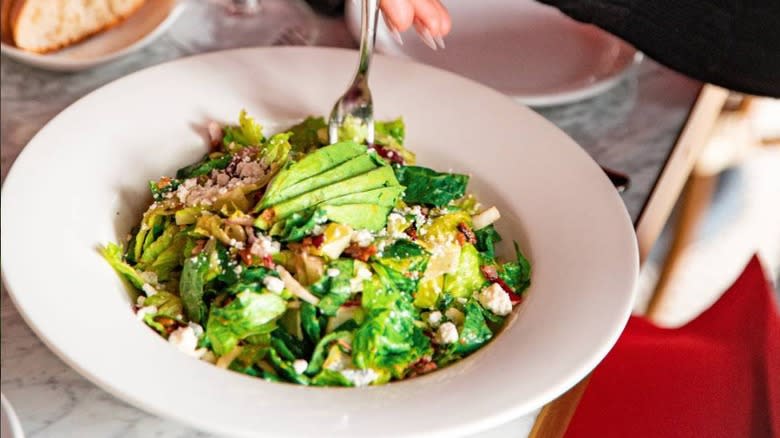 Salad and wine