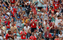<p>Peru fans celebrate their first World Cup goal since 1982 </p>
