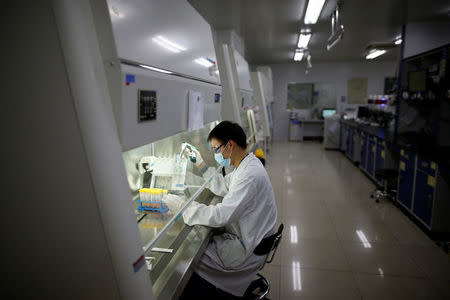 A researcher works at a laboratory of WuXi AppTec (Shanghai) Co., Ltd. in Shanghai, China, April 25, 2016. REUTERS/Aly Song