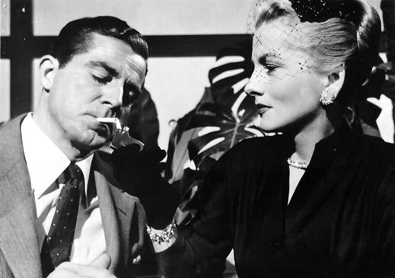 Dana Andrews y Joan Fontaine en Más allá de la duda