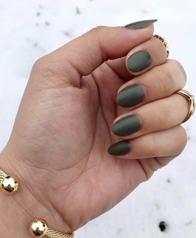 2) Saint Patrick’s Day Nail Idea: This Matte Green Mani