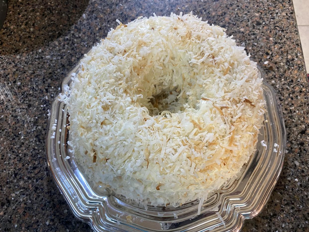 My finished coconut cake, ready to impress my friends and family. (Photo: Megan duBois)