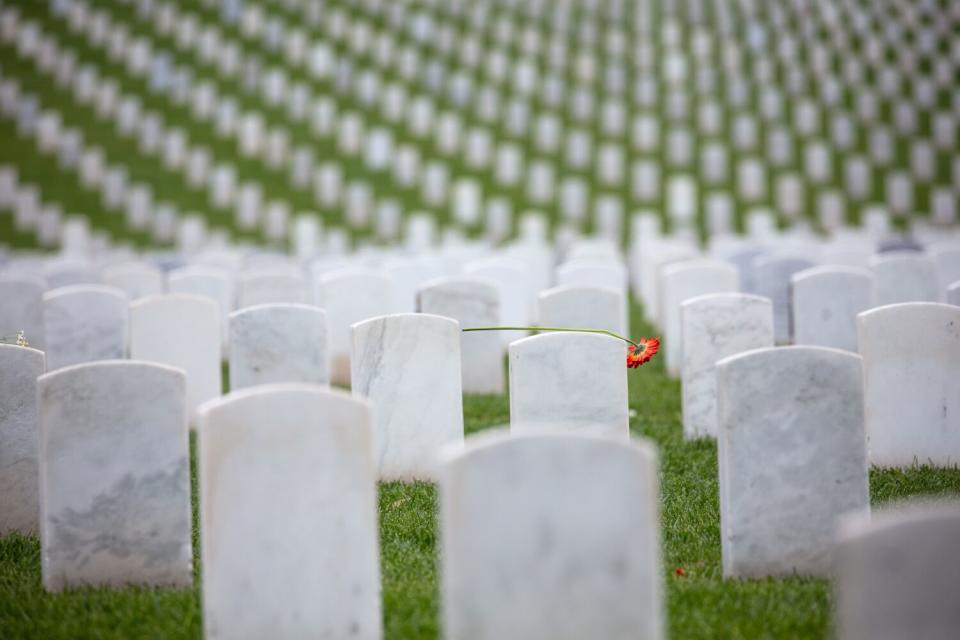 Some visitors left flowers.