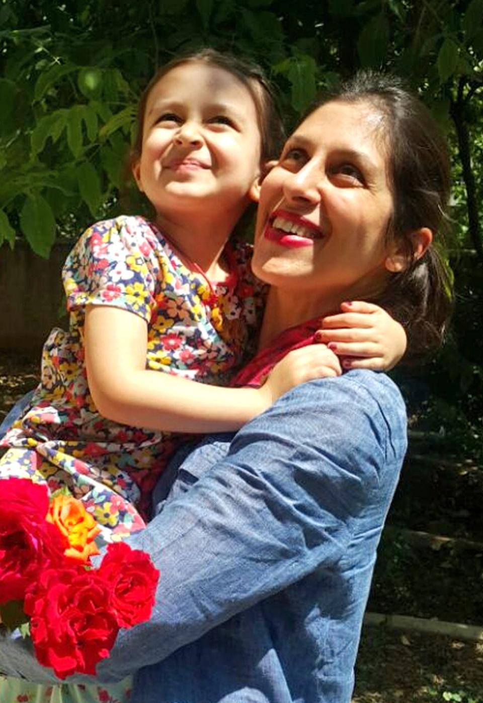 Zaghari-Ratcliffe with her daughter Gabriella in 2018, while Gabriella was living with her grandparents in Tehran (PA Media)