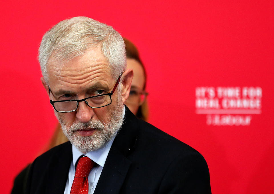 Britain's opposition Labour Party leader Jeremy Corbyn speaks on new digital infrastructure policy as part of his general election campaign in Lancaster, Britain November 15, 2019. REUTERS/Andrew Yates