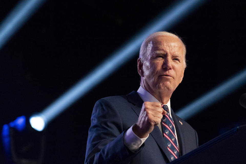 FILE - President Joe Biden speaks at a campaign event at Montgomery County Community College in Blue Bell, Pa., Friday, Jan. 5, 2024. Voters in more than 50 countries that are home to half the world’s population are eligible to vote in elections in 2024. (AP Photo/Stephanie Scarbrough, File)