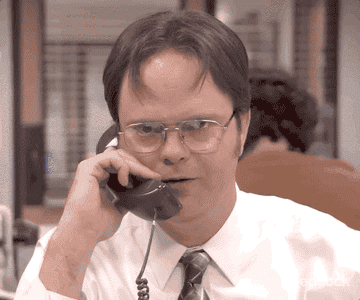 Dwight answering the phone on "The Office."