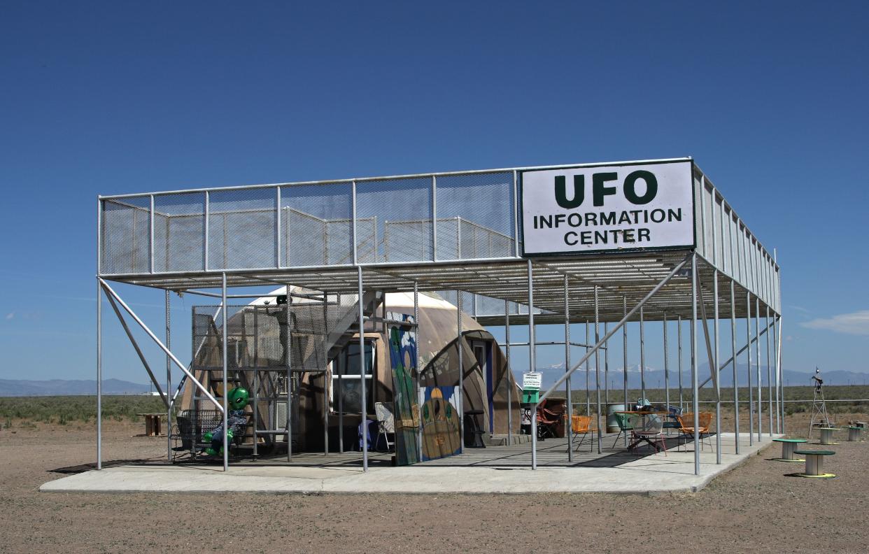 Alamosa, Colorado - May 29, 2010: UFO Watchtower and information center near Alamosa, Colorado