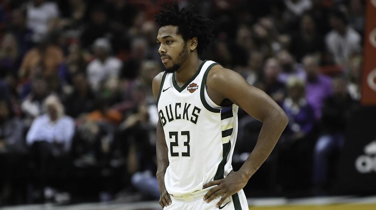 Milwaukee Bucks guard Sterling Brown filed suit against the city of Milwaukee and the city’s police department. One of the officers was fired Thursday. (AP)