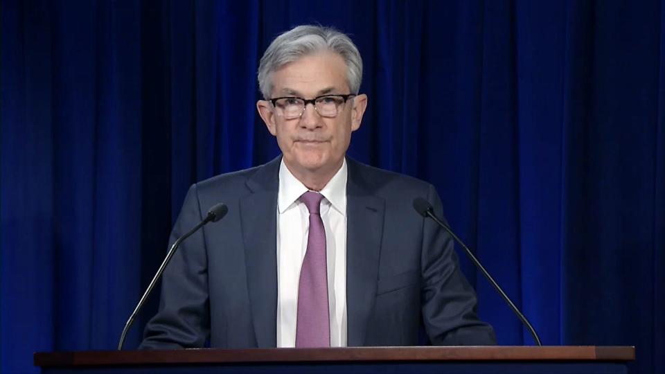 WASHINGTON, DC - APRIL 29: In this screengrab taken from the Federal Reserve website, Chair of the Federal Reserve Jerome Powell issues the Federal Open Market Committee statement on April 29, 2020 in Washington, DC. Powell said the Federal Reserve will continue to use its lending powers “forcefully, proactively and aggressively, until we’re confident that we are solidly on the road to recovery” from the economic downturn caused by the coronavirus pandemic. (Photo by Federal Reserve via Getty Images)